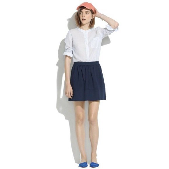 MADEWELL Ponte Swivel Skirt, Navy, Size 6 - Picture 1 of 11